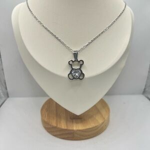 Love Bear Chain Necklace with Cz